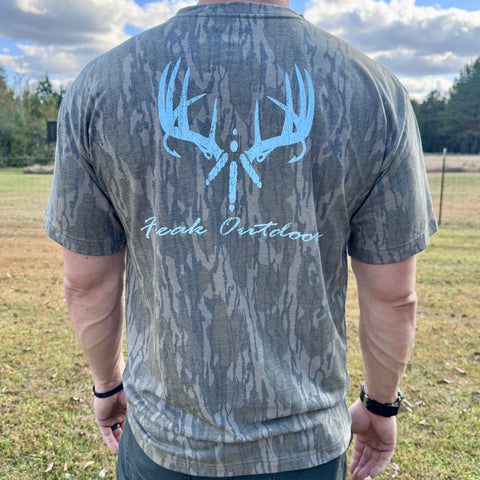 Mossy Oak Bottomland Tee- Powder Blue Print